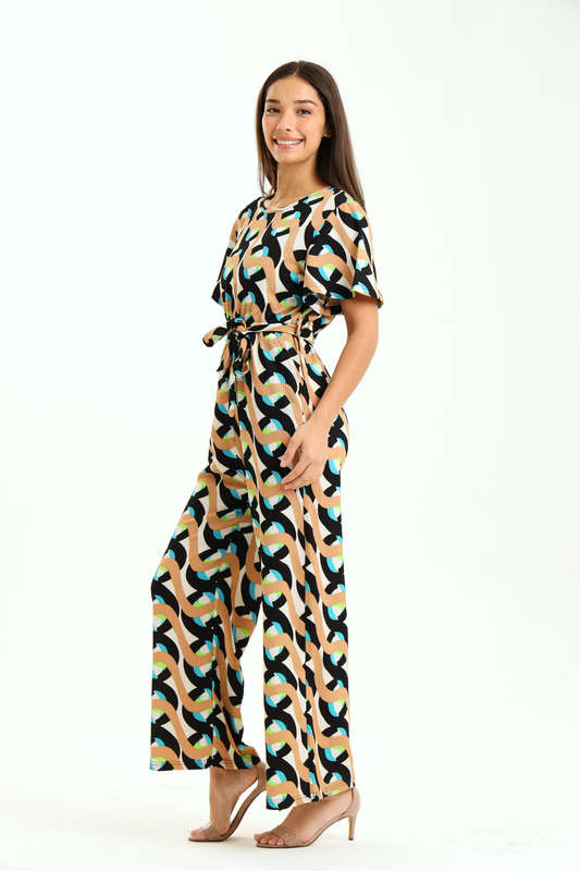 Ladies Printed Short Sleeve Summer Jumpsuit