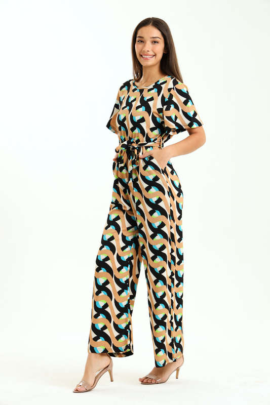 Ladies Printed Short Sleeve Summer Jumpsuit