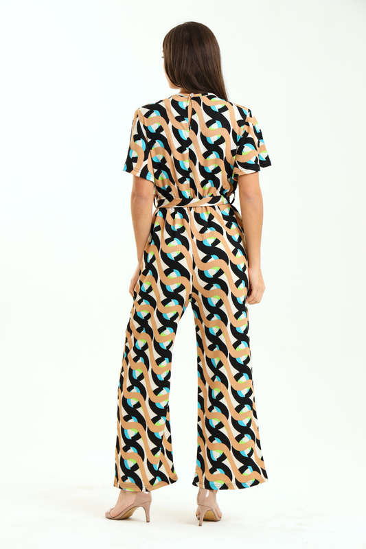 Ladies Printed Short Sleeve Summer Jumpsuit