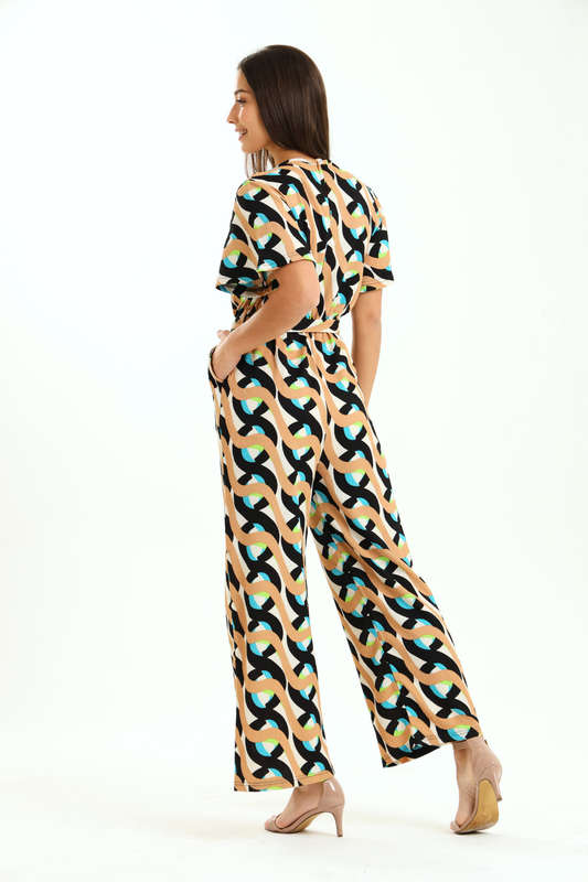 Ladies Printed Short Sleeve Summer Jumpsuit