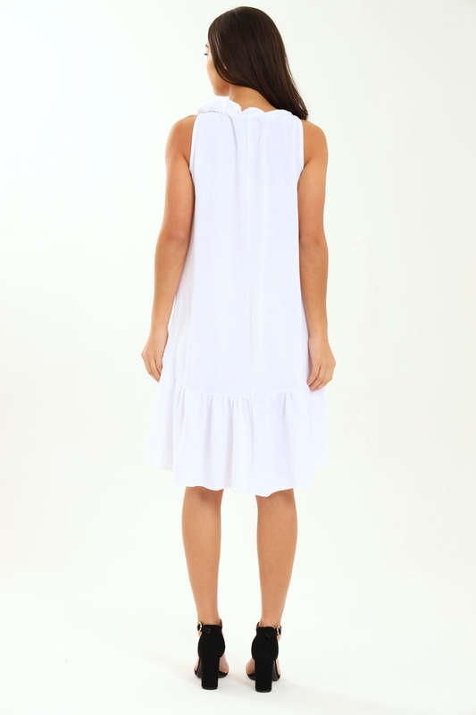 Ladies Rachel Sleeveless Loose Fit Frill Hem Hi-Lo Dress