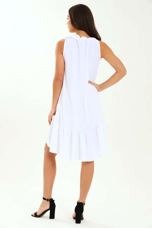 Ladies Rachel Sleeveless Loose Fit Frill Hem Hi-Lo Dress