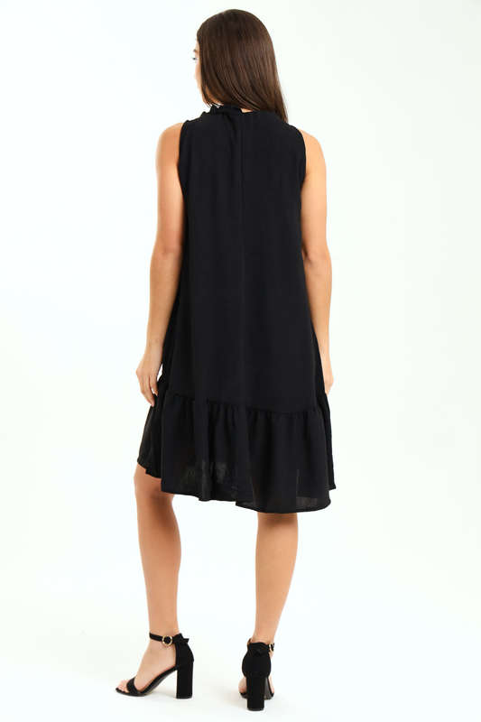 Ladies Rachel Sleeveless Loose Fit Frill Hem Hi-Lo Dress