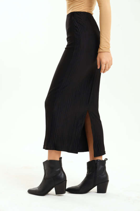 Ladies Textured Maxi Slitted Office Skirt