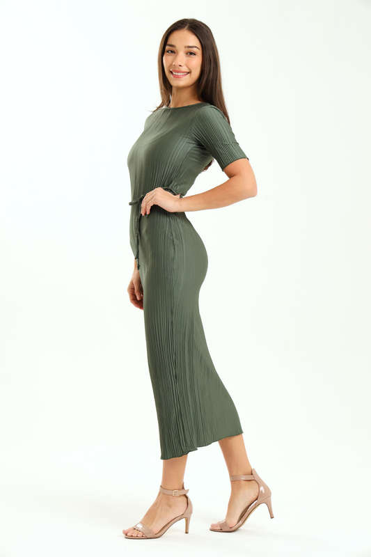Ladies Zuri Short Sleeve Belted Midaxi Dress