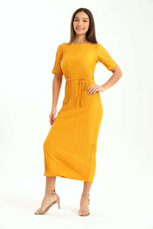 Ladies Zuri Short Sleeve Belted Midaxi Dress