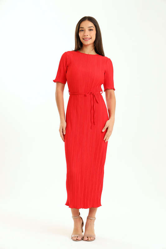 Ladies Zuri Short Sleeve Belted Midaxi Dress