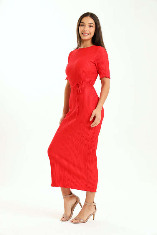Ladies Zuri Short Sleeve Belted Midaxi Dress