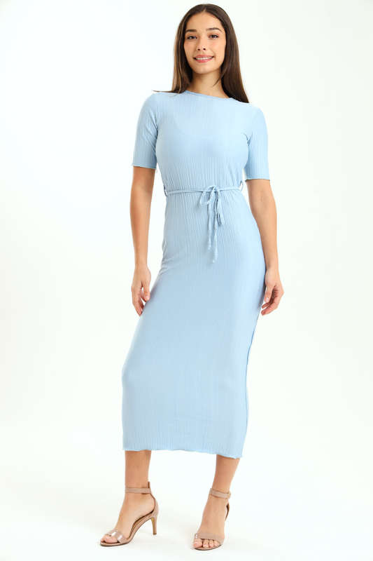 Ladies Zuri Short Sleeve Belted Midaxi Dress