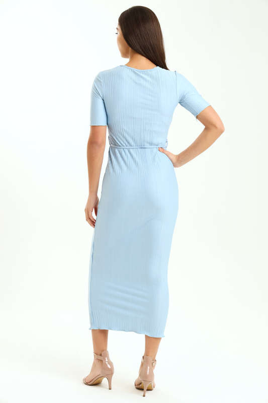 Ladies Zuri Short Sleeve Belted Midaxi Dress