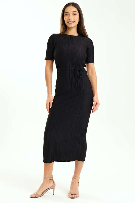 Ladies Zuri Short Sleeve Belted Midaxi Dress
