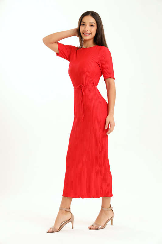 Ladies Zuri Short Sleeve Belted Midaxi Dress