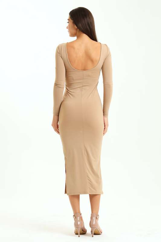 Peyton Skin Tight Long Sleeve Bodycon Open Back Dress