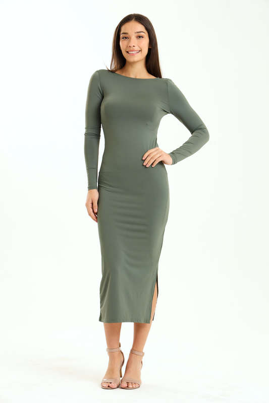 Peyton Skin Tight Long Sleeve Bodycon Open Back Dress