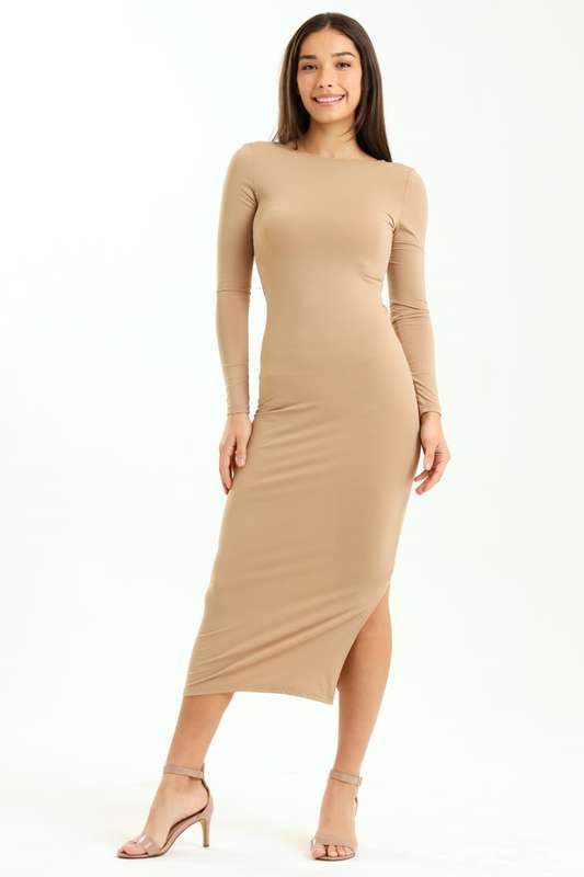 Peyton Skin Tight Long Sleeve Bodycon Open Back Dress