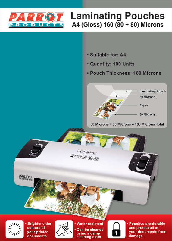 Laminating Pouches (A4 - Gloss - 220x310mm - 160 (80+80) Microns - Box 100)