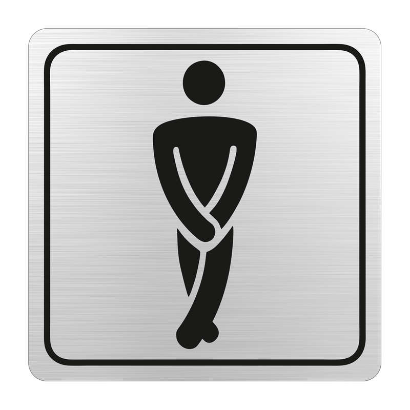 Gents Toilet Symbolic Sign - Black Printed on Brushed Aluminium ACP (150 x 150mm)
