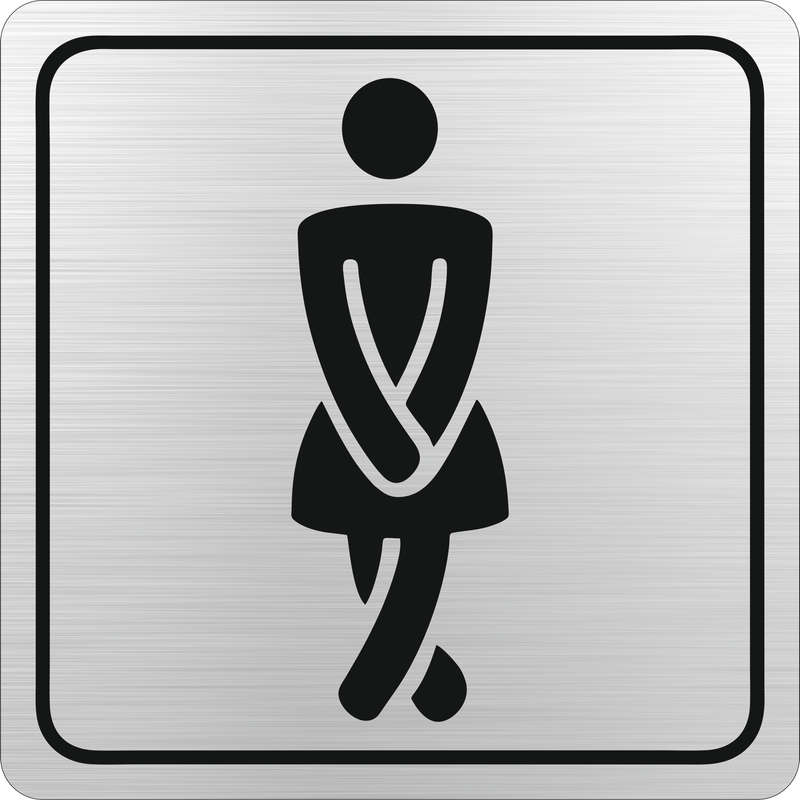 Ladies Toilet Symbolic Sign - Black Printed on Brushed Aluminium ACP (150 x 150mm)