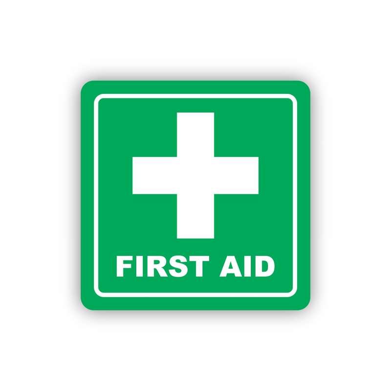 Green First Aid Symbolic Sign - Printed on White ACP (150 x 150mm)