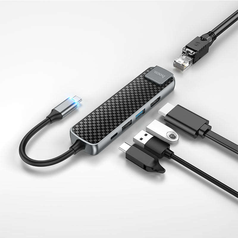 Hoco HB23 Type-C Hub (HDMI + USB3.0 + USB2.0 + RJ45 + PD)