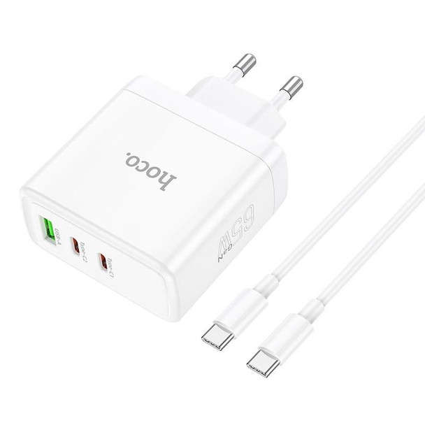 Hoco C115A Fast Type  C Charging Adapter 65W 3 Port (2 type-C + USB Port)