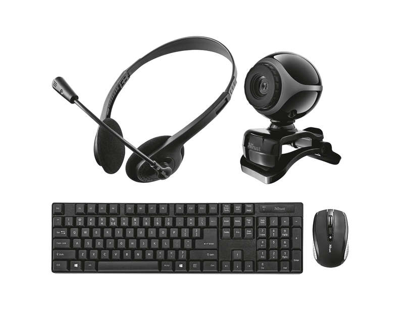 Trust 4 In 1 Home Office Set-Includes Ximo Wireless Keyboard Wireless Mouse Combo