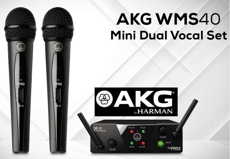 AKG Harman WMS40 Mini Dual Vocal Set Wireless Microphone System