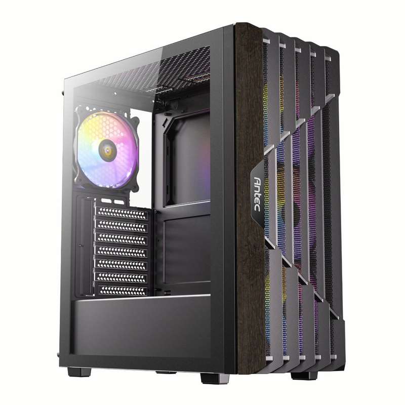 Antec AX63 Wood ARGB ATX Mid Tower Gaming Chassis  Black