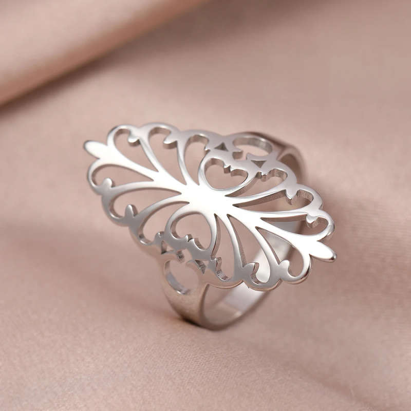 Stainless Steel Rings - Vintage Bohemian Silver Colour Size 8