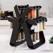 Super-Rackz Spice Rack Rotating Kitchen Spice Organizer for Countertop and Cabinet with 18 Glass Spi