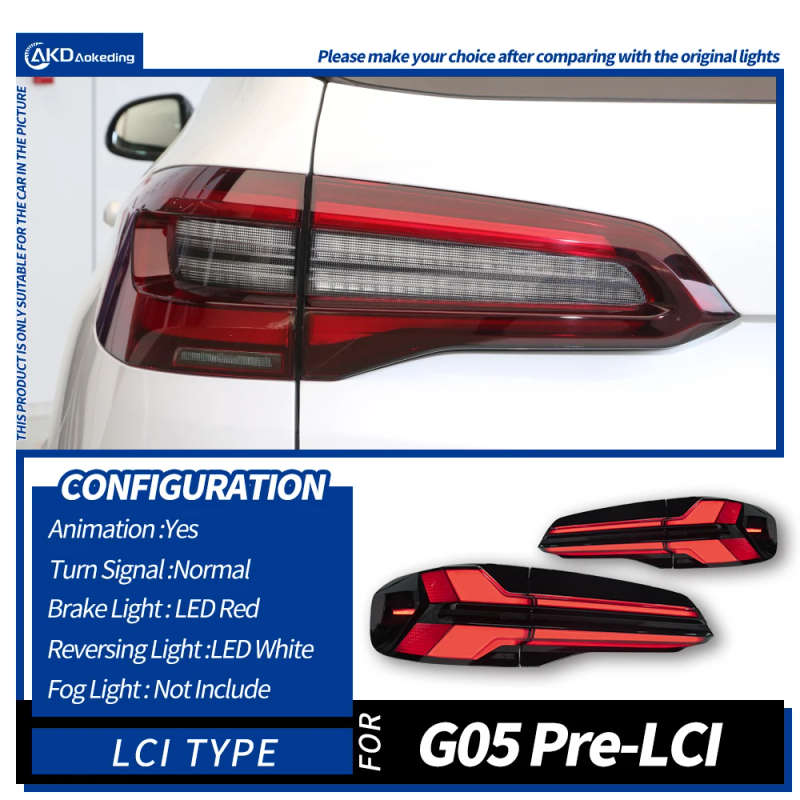 Car Lights for BMW X5 G05 Led Tail Light 2018-2022 G05 Rear Lamp DRL Turn Signal Reverse Automotive