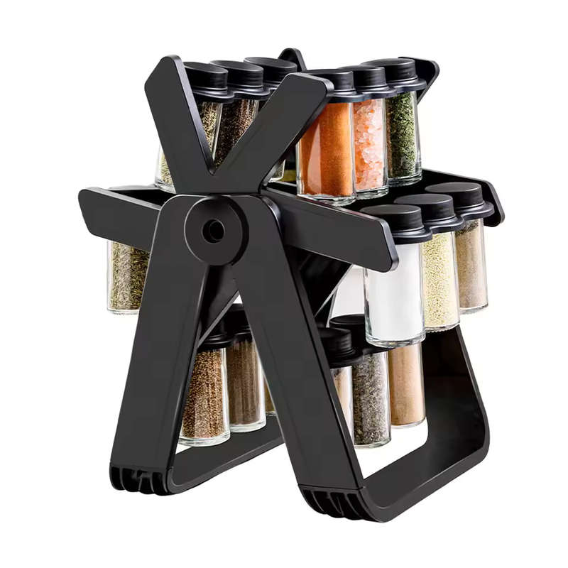 Super-Rackz Spice Rack Rotating Kitchen Spice Organizer for Countertop and Cabinet with 18 Glass Spi
