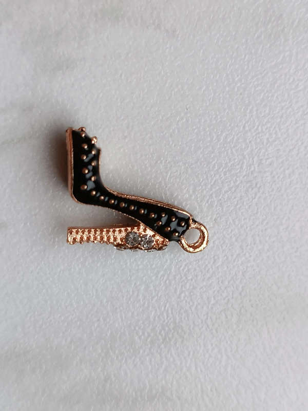 2Pcs 20*16mm Enamel Drop Oil High Heels Charms Pendant - Black