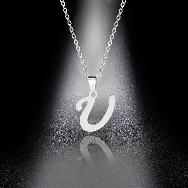 Letter ` U ` Pendant Stainless Steel Necklace