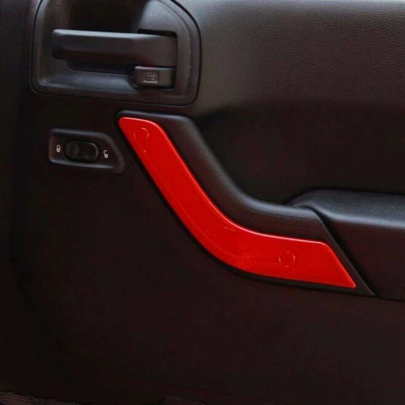 Red ABS Car Inner Door Handle Cover Trim Fit for 2011-2018 Jeep Wrangler JK 4Dr