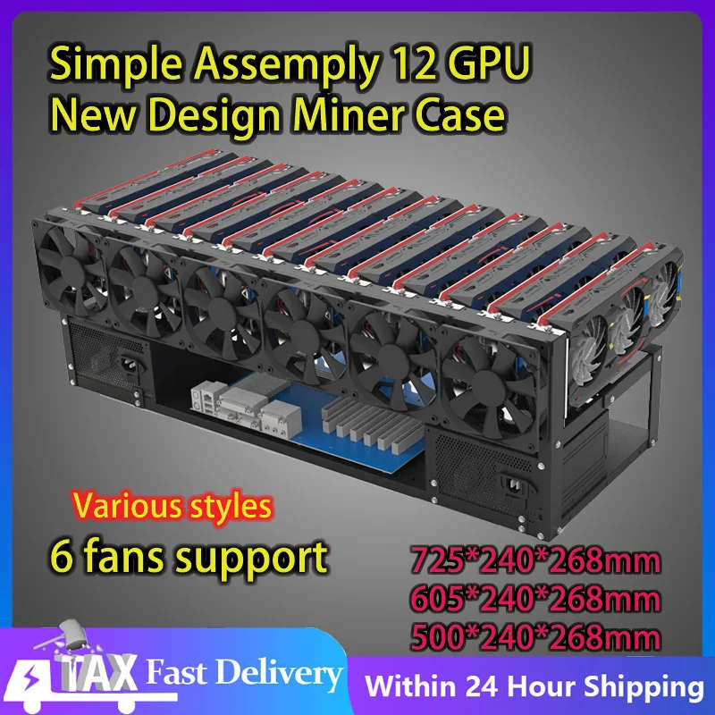 New A Variety Of Styles 12 GPU Open Miner Mining Rig Frame Case Motherboard Board Bracket Bitcoin