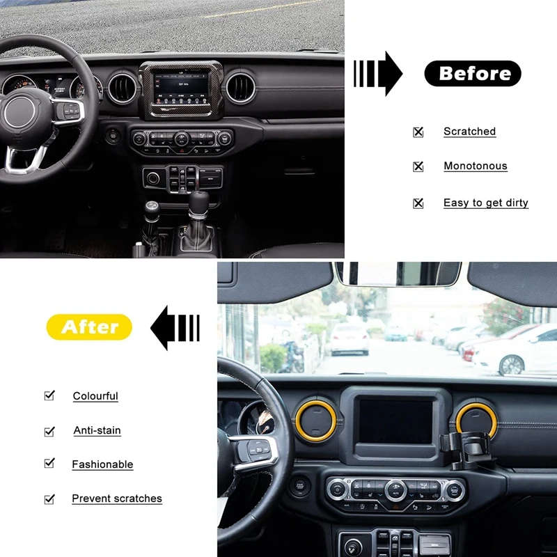 Air Conditioner Vent Ring for Jeep Wrangler JL JLU & Gladiator JT 2018-2021 (Yellow)