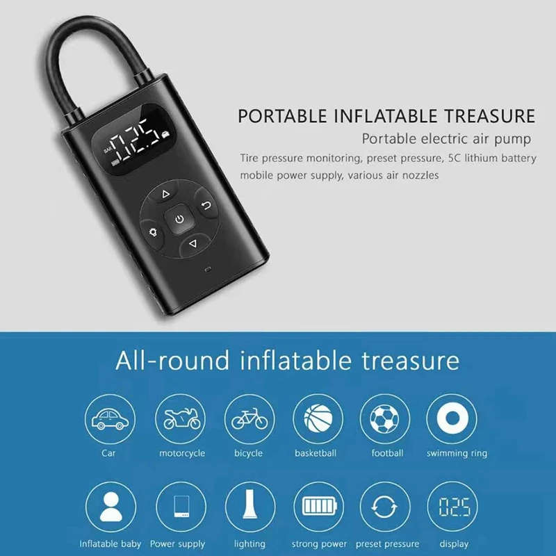 Car Tire Pump USB Charging Mini Digital Air Pump Tire Inflator Portable Air Compressor for Car
