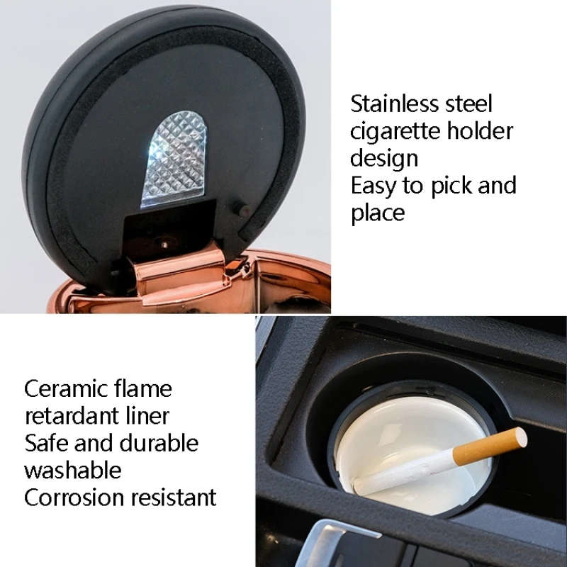Mini Car Ashtray with LED Breathing Light and Cover