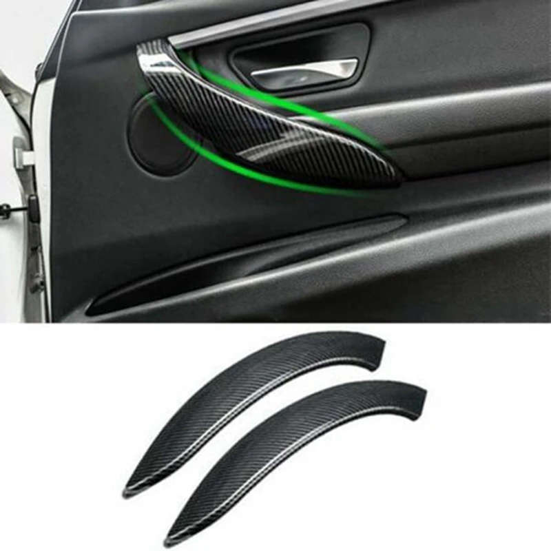 New Carbon Look Interior Inner Door Armrest Handle Cover Trim for-BMW 3 Series F30 F31 4 Series