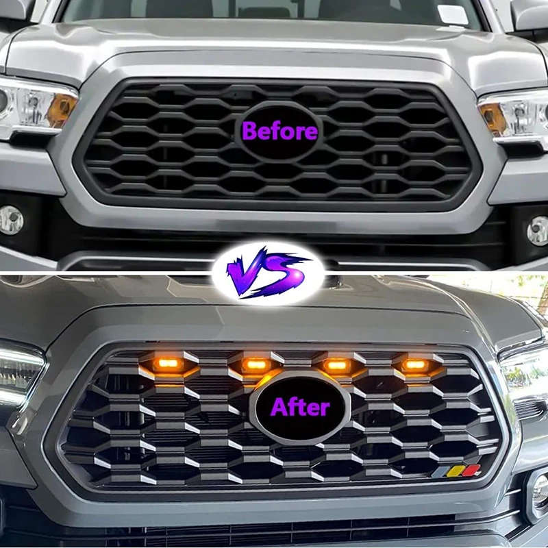 4PCS LED Front Grill Lights for Toyota Tacoma Raptor TRD Off Road Sport 2020 2021