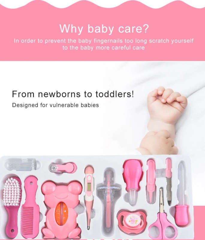 13 Piece Baby Care Kit - Pink