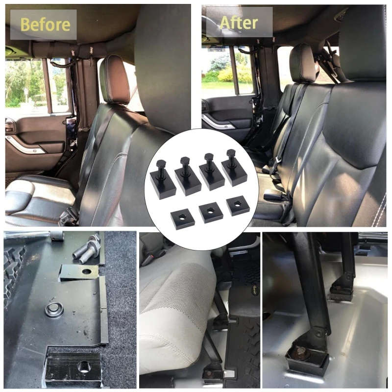 Car Rear Seat Adjuster Switch Seat Recline Kit Seat Spacers for Jeep Wrangler JKU 2007-2018