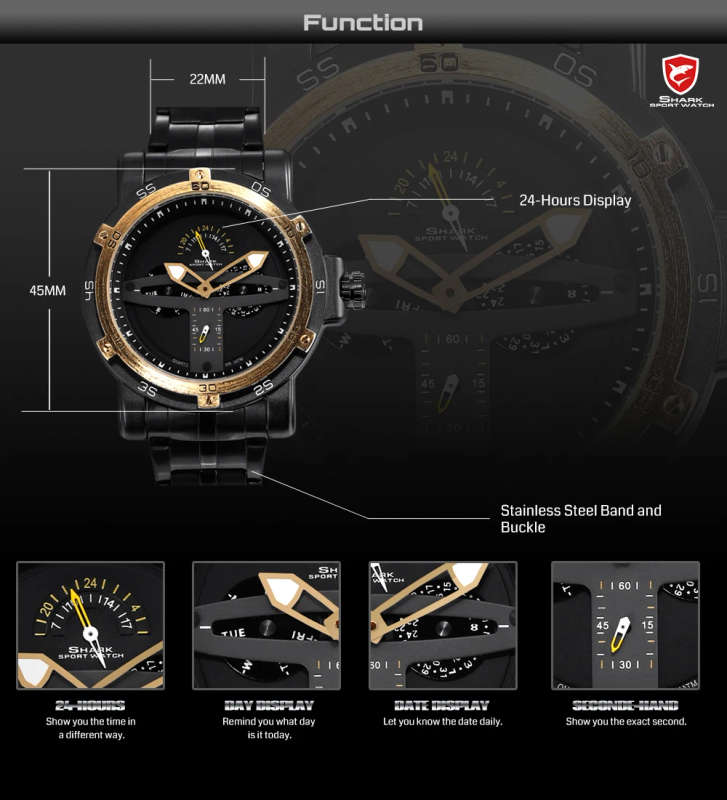 GENUINE SHARK Greenland Shark Sport Watch Men Luxury Brand