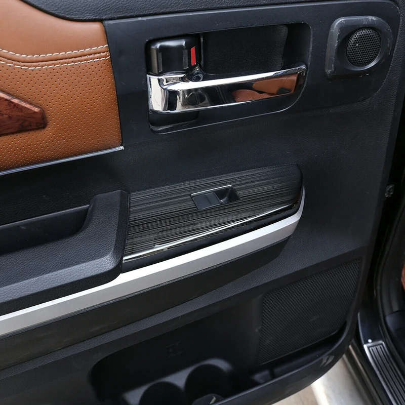 4PCS LHD Stainless Steel Glass Lift Switch Decorative Frame for Toyota - 2014-2021