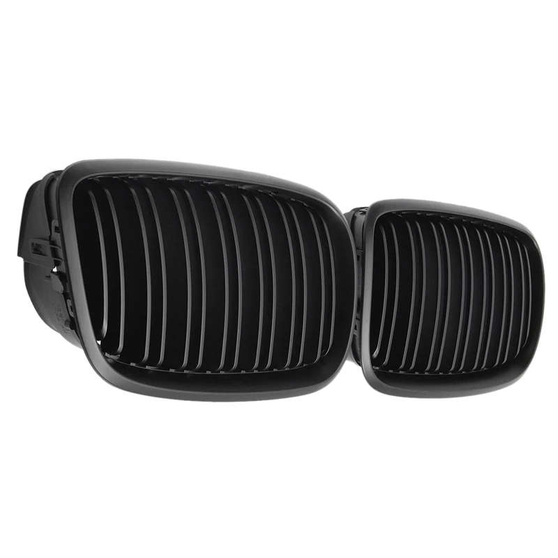 Matte Black Front Bumper Dual Slat Front Kidney Grill Grille For-BMW X5 X6 E70 E71 2007-2014