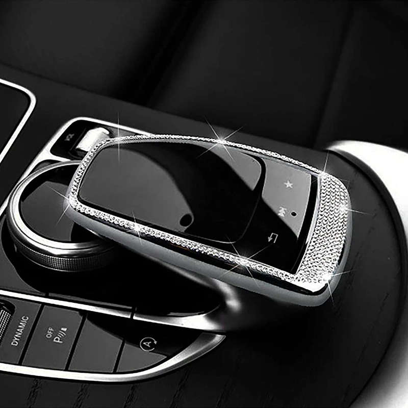 Bling Crystal Interior Media Control Emblem Cover for Mercedes Benz E300L C200L C180L E C Class GLC
