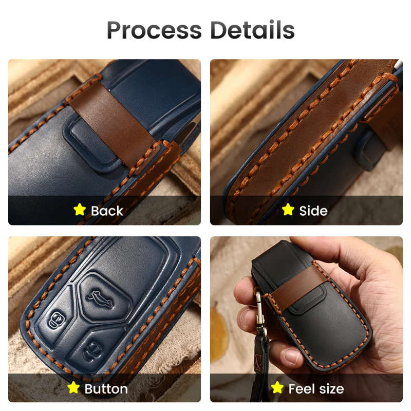 For Audi A6 A7 Q7 A8 Q8 E-tron C8 D5 A8L A6L 2017 Up 2018-20 Leather Car Key Cover Protection