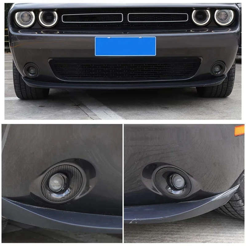 For Dodge Challenger 2015-2021 Front Fog Light Lamp Cover Trim Decorative Frame Stickers