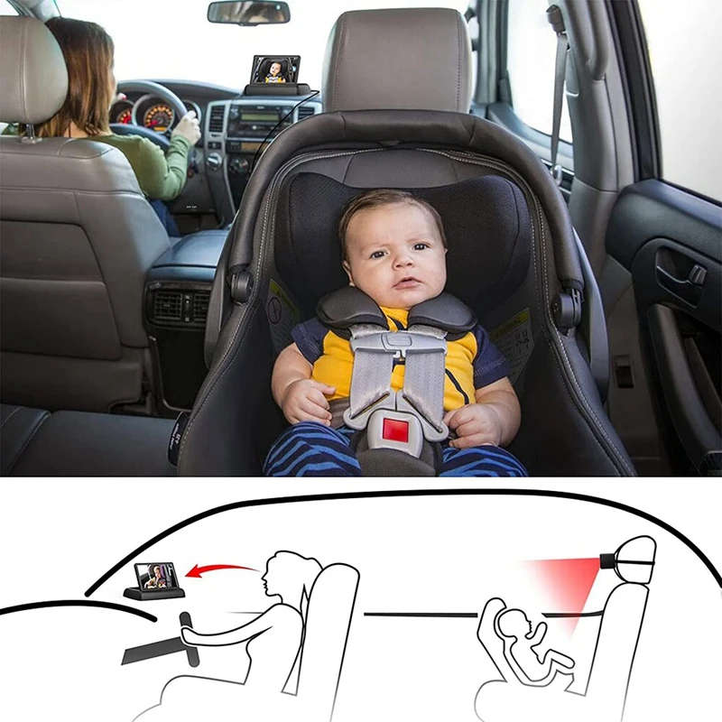 Car Mirror Camera for Baby 4.3 Inch HD Display Back Seat Full View Baby Car Camera